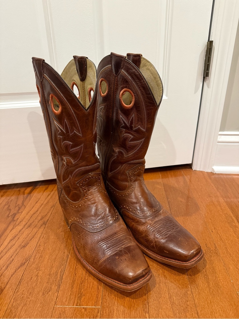 Double H Brown Leather Western Pull-On Cowboy Boots